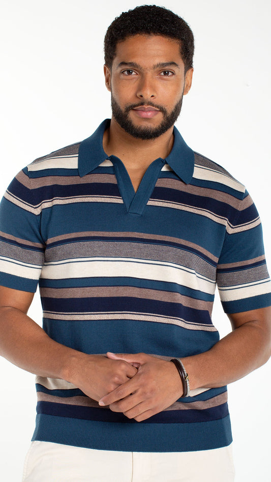 Liverpool Men's Short Sleeve Johnny Collar Sweater Knit