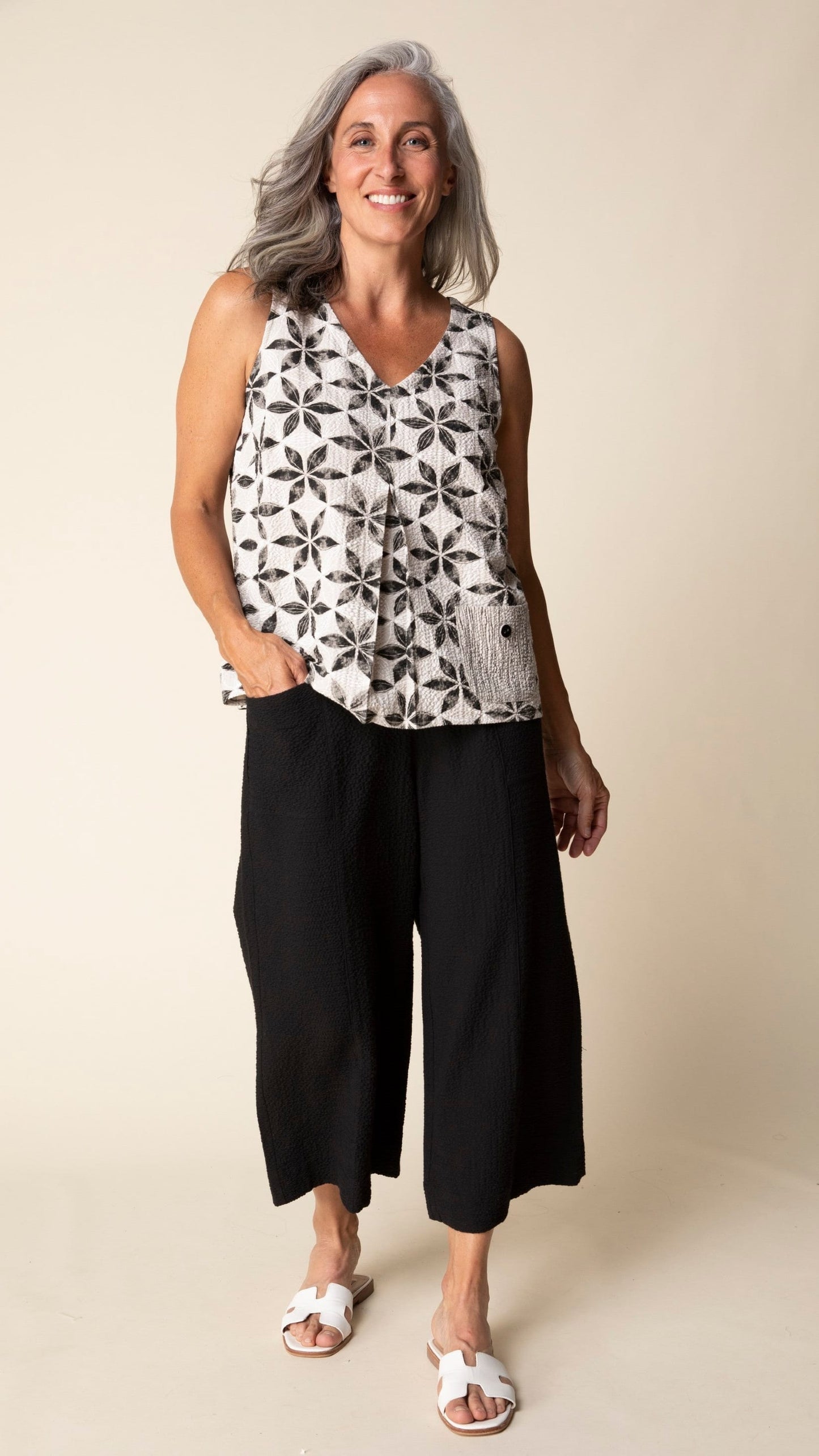 Habitat Tanks Habitat Crinkle Crepe Flower Mix Pleat Tank Habitat Crinkle Crepe Flower Mix Pleat Tank