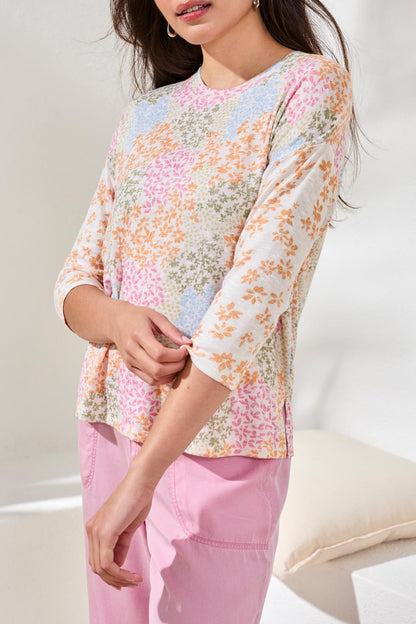 Tribal 3/4 Sleeve Crew Neck Top