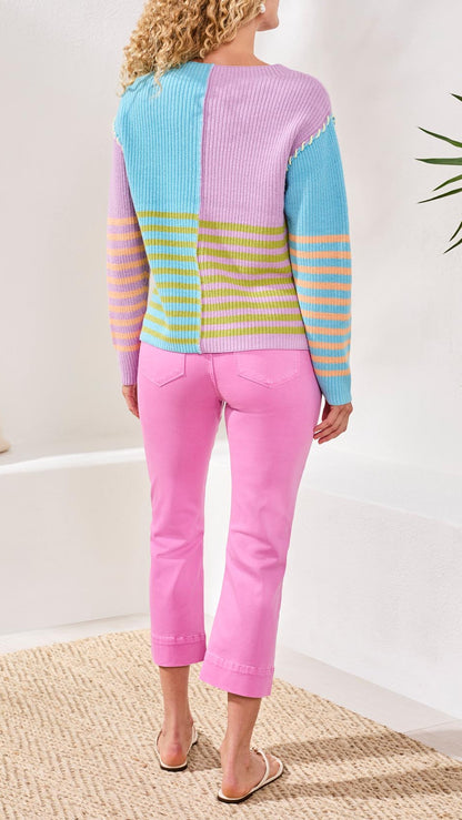 Tribal Multi Stripe Textured Sweater