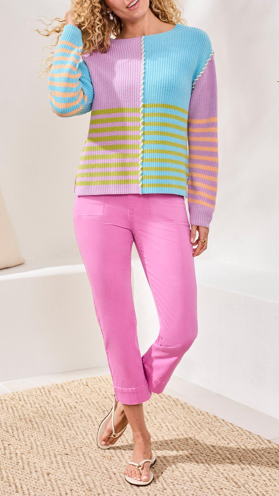 Tribal Multi Stripe Textured Sweater