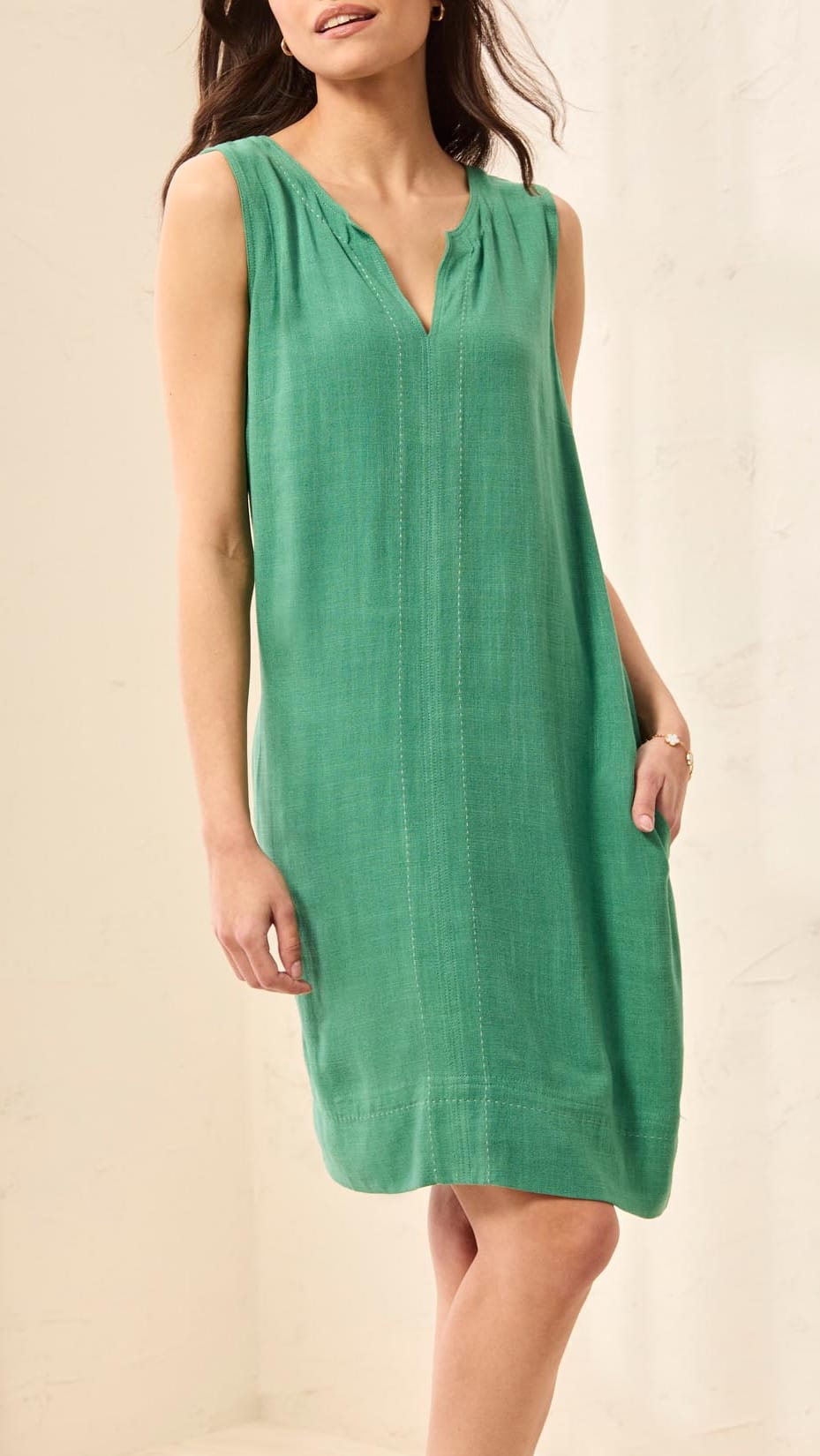 Tribal Dresses Tribal Sleeveless Dress with Saddle Stitch Detail Tribal Sleeveless Dress with Saddle Stitch Detail