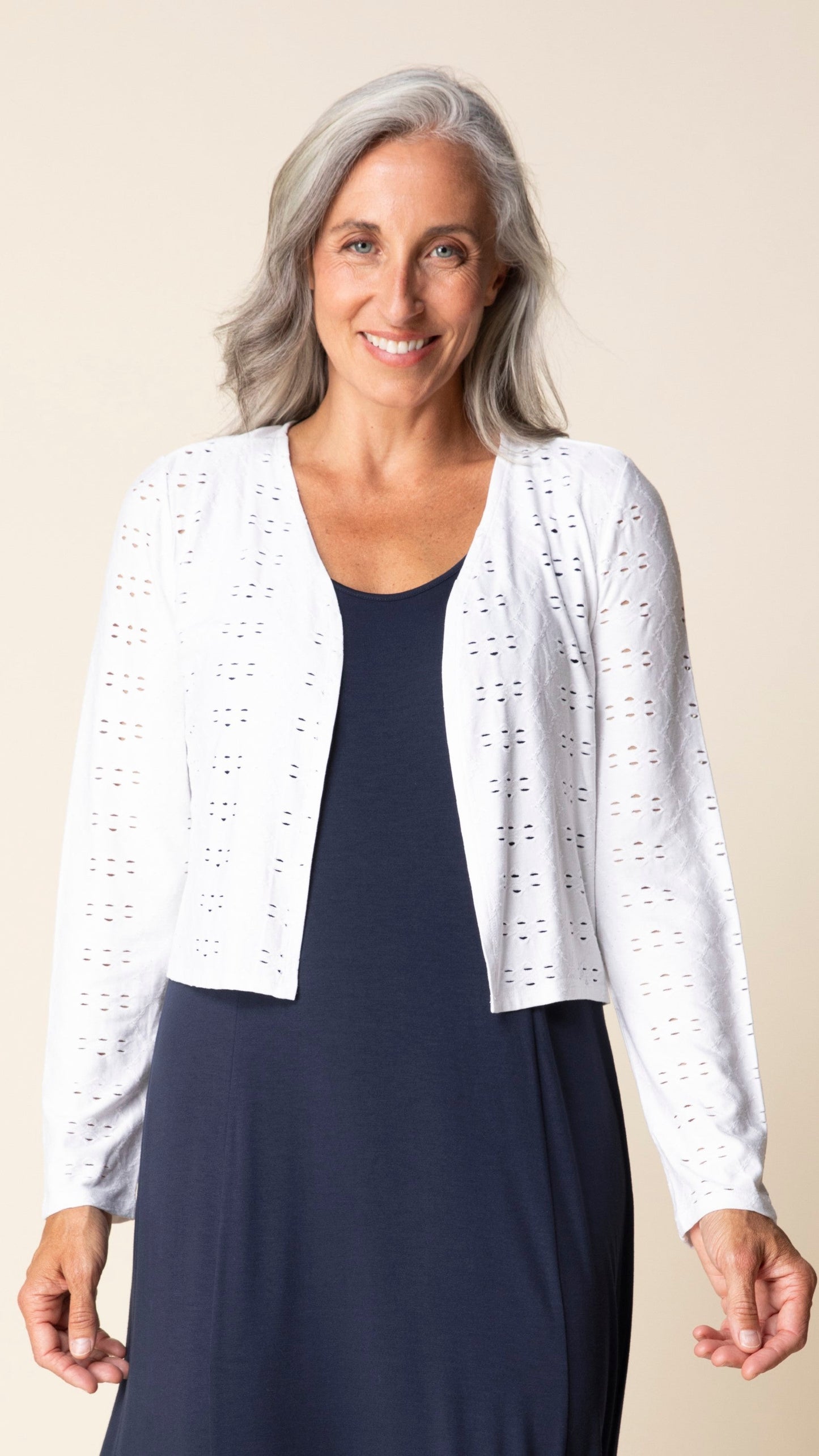 Habitat Eyelet Blooms Open Front Jacket - Multiple Colors
