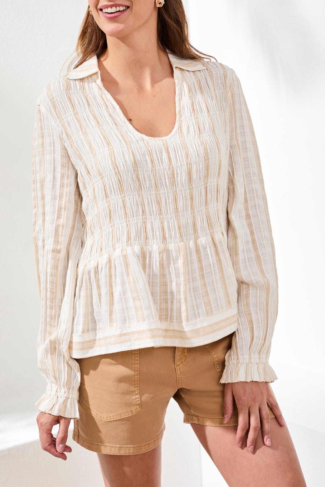 Tribal Blouses Tribal Long Sleeve Smocked Blouse 13064926 Tribal Long Sleeve Smocked Blouse