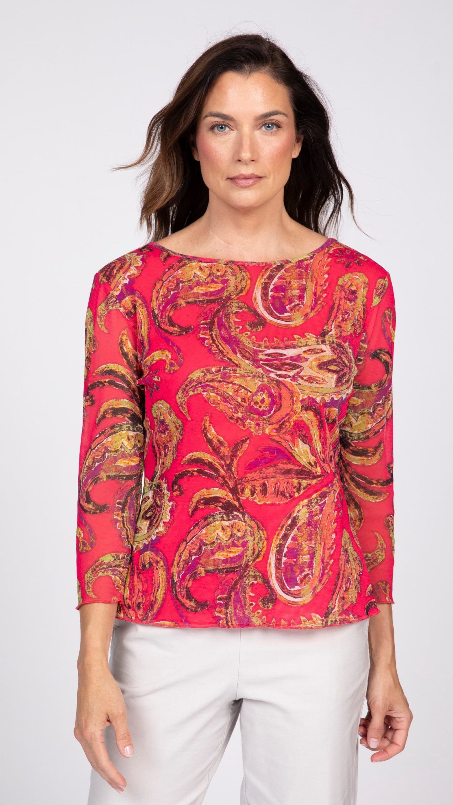 Olivia by Habitat Tops Olivia by Habitat Paisley Mesh Sienna Lined Crew Neck Top 22335966 Olivia by Habitat Paisley Mesh Sienna Lined Crew Neck Top