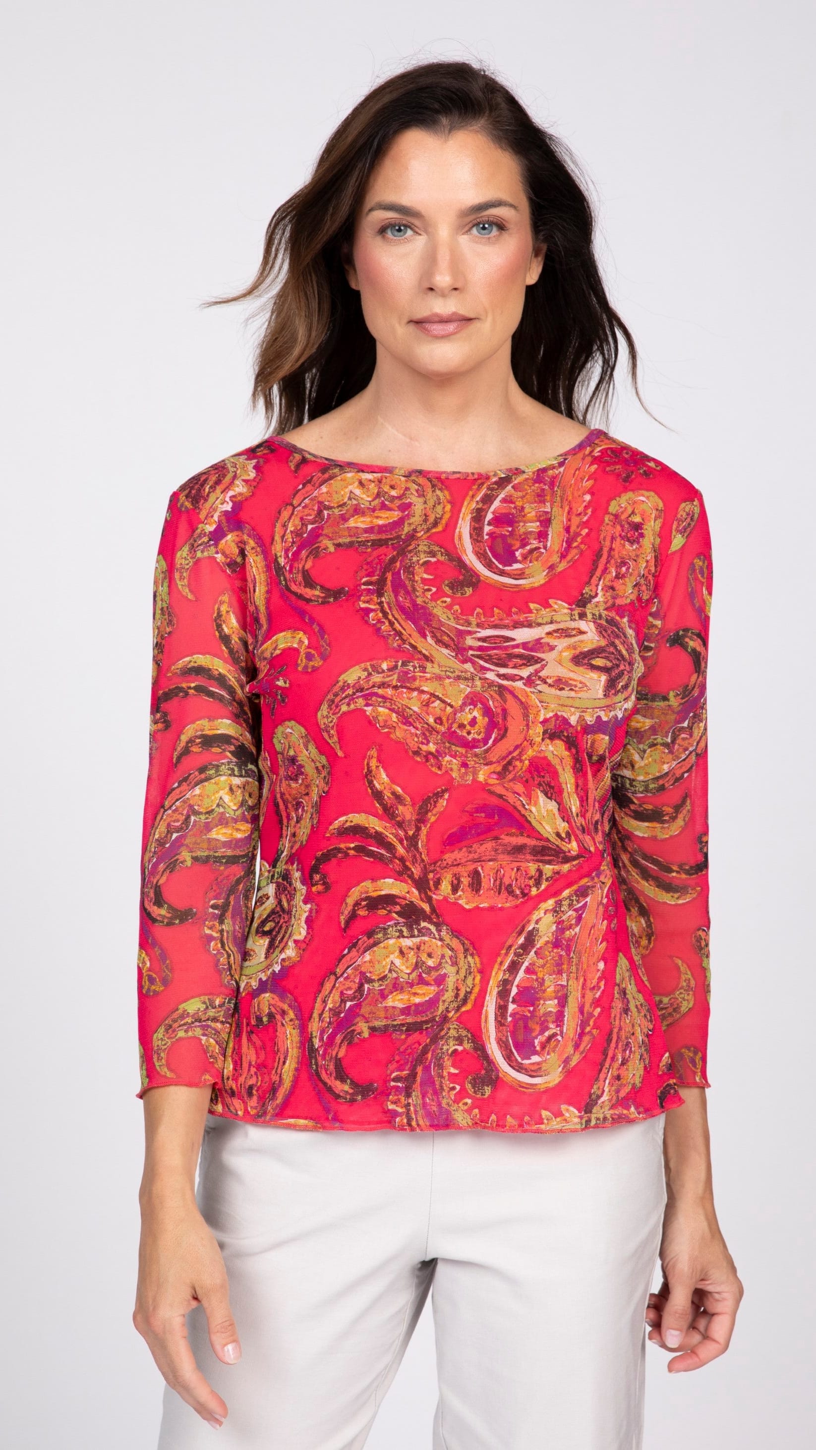 Olivia by Habitat Tops Olivia by Habitat Paisley Mesh Sienna Lined Crew Neck Top 22335966 Olivia by Habitat Paisley Mesh Sienna Lined Crew Neck Top