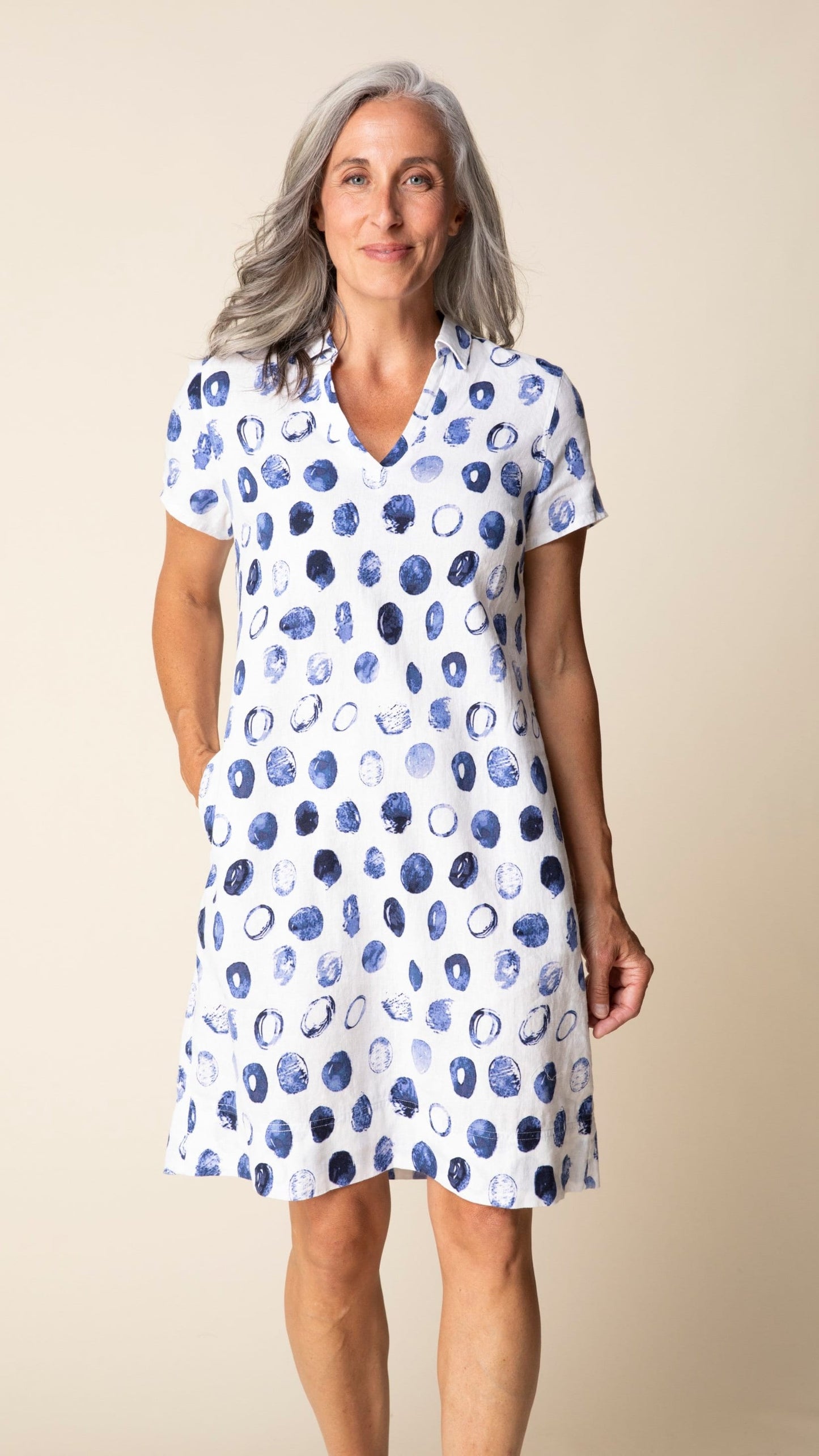 Habitat Dresses Habitat Stippling Dot Linen Jill Dress 07981278 Habitat Stippling Dot Linen Jill Dress
