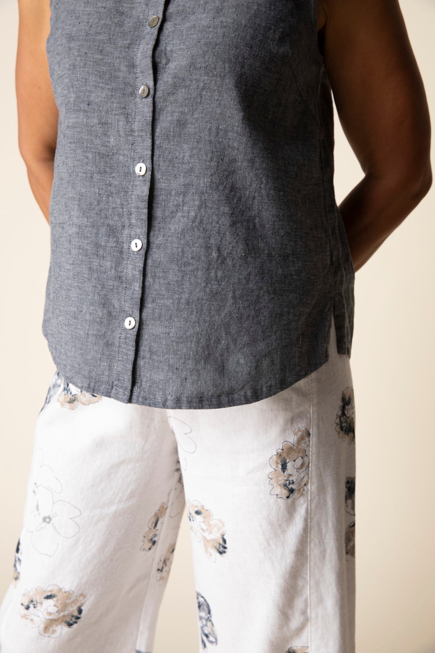 Habitat Tanks Habitat Pleat Back Button Tank - Multiple Colors Habitat Pleat Back Button Tank - Multiple Colors