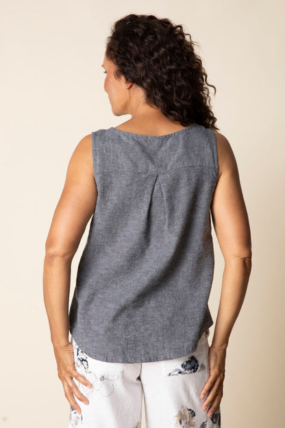 Habitat Tanks Habitat Pleat Back Button Tank - Multiple Colors Habitat Pleat Back Button Tank - Multiple Colors