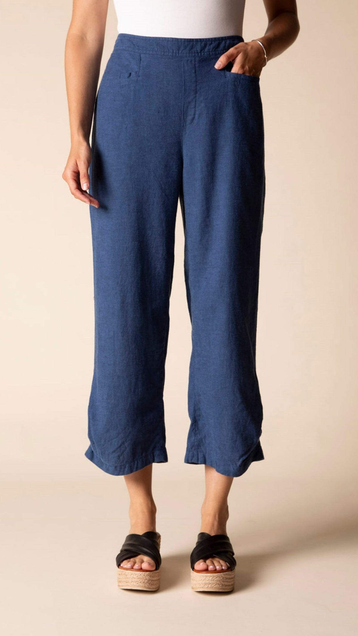 Habitat Pants Habitat Linen Pleat Button Capri - Multiple Colors 72361438 Habitat Linen Pleat Button Capri - Multiple Colors