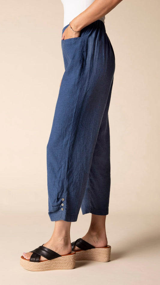 Habitat Pants Habitat Linen Pleat Button Capri - Multiple Colors Habitat Linen Pleat Button Capri - Multiple Colors
