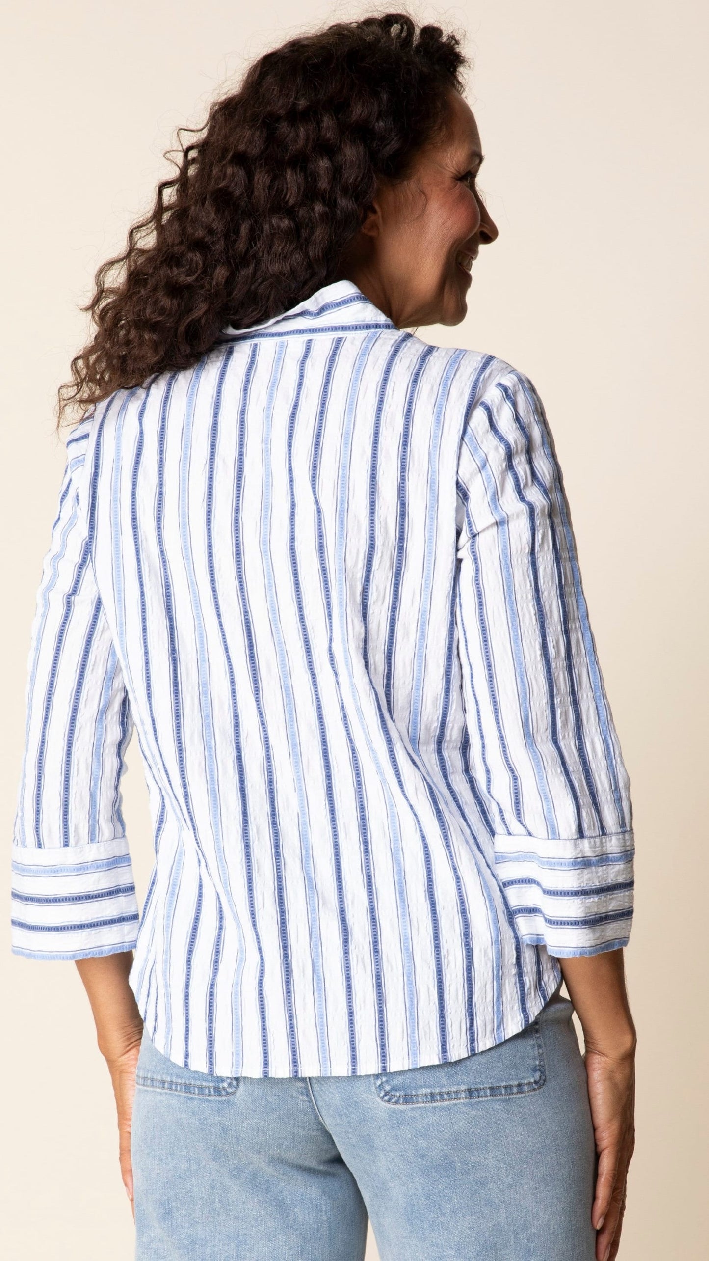 Habitat Blouses Habitat The Hamptons Stripe Half Placket Pullover Habitat The Hamptons Stripe Half Placket Pullover