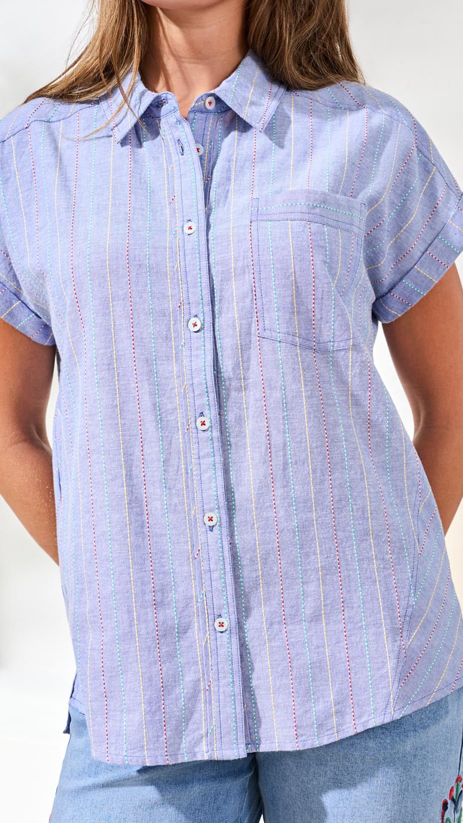 Tribal Tops Tribal Cap Sleeve Shirt with Cuts Tribal Cap Sleeve Shirt with Cuts
