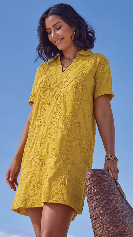 Tribal Short Sleeve V-Neck Tunic Dress