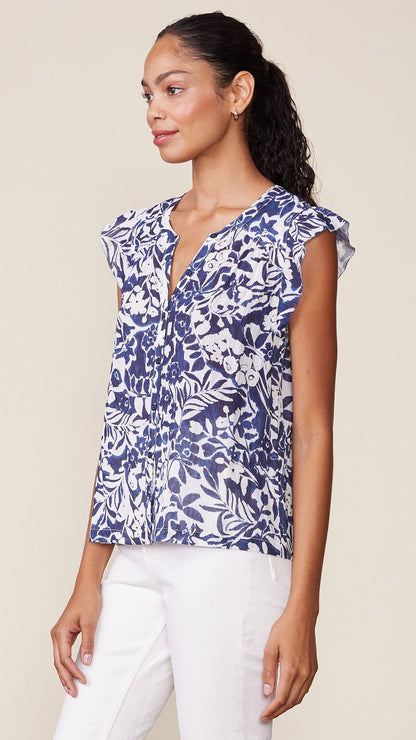 Anthem Mod Stage Apparel Tops Anthem Printed Button Down Flutter Top Anthem Printed Button Down Flutter Top