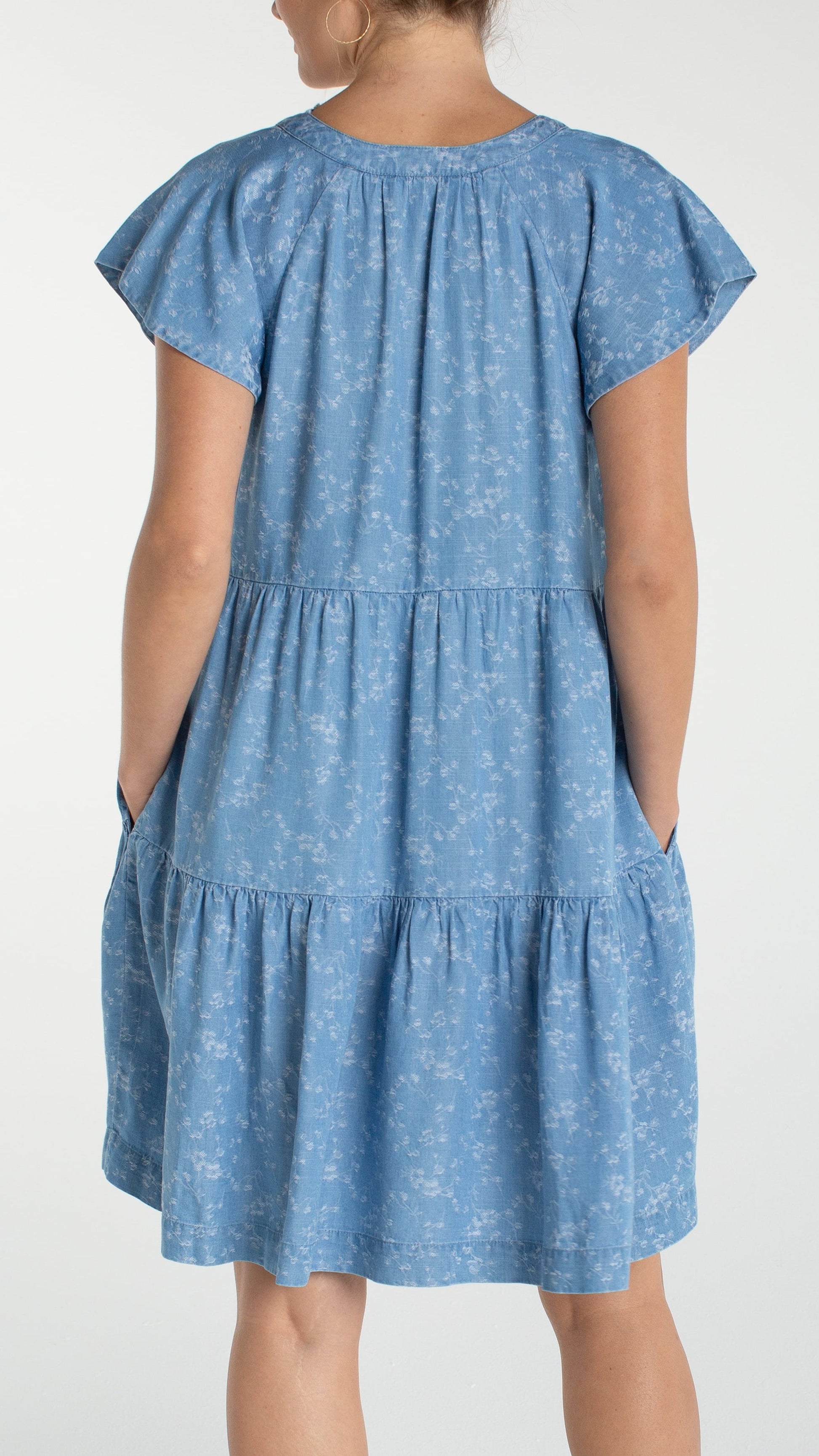 Liverpool Dresses Liverpool Tiered Flutter Sleeve Dress Liverpool Tiered Flutter Sleeve Dress