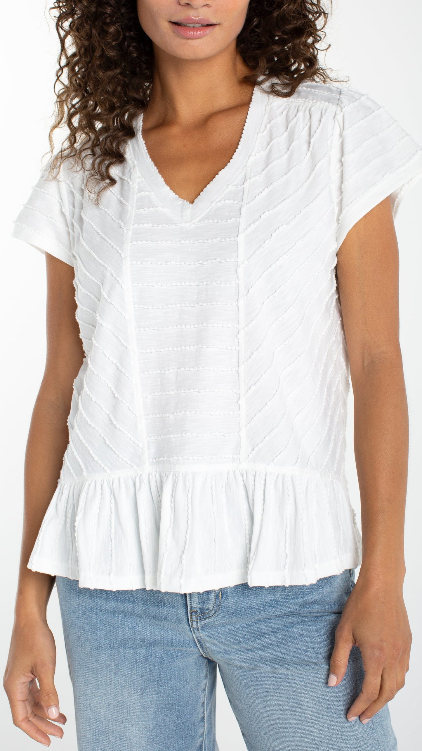 Liverpool Tops Liverpool Short Sleeve Knit Top with Miter Detail - Multiple Colors Liverpool Short Sleeve Knit Top with Miter Detail - Multiple Colors