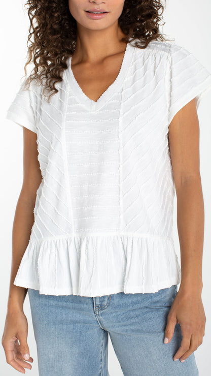Liverpool Tops Liverpool Short Sleeve Knit Top with Miter Detail - Multiple Colors Liverpool Short Sleeve Knit Top with Miter Detail - Multiple Colors