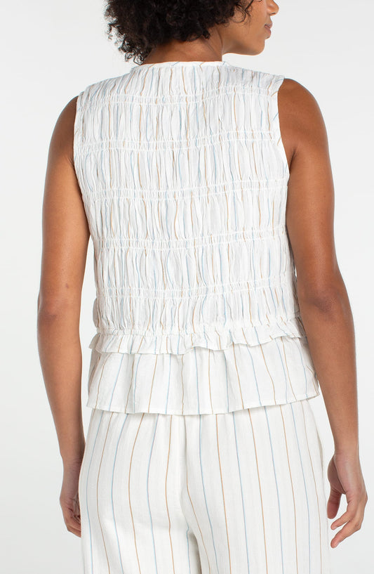 Liverpool Tanks Liverpool Sleeveless Tie Front Woven Top Liverpool Sleeveless Tie Front Woven Top