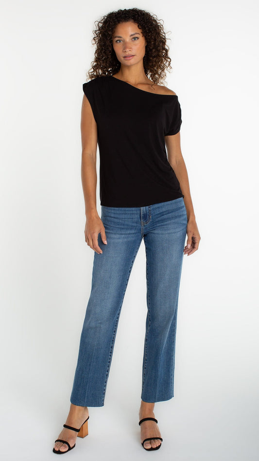 Liverpool Tops Liverpool Asymmetrical Off Shoulder Knit Top - Multiple Colors Liverpool Asymmetrical Off Shoulder Knit Top - Multiple Colors