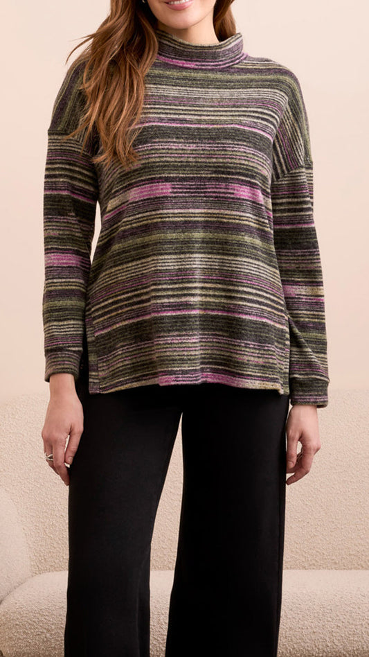 Tribal Mock Neck Top w/ Side Slits - Multiple Colors