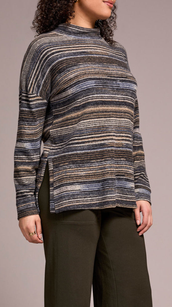 Tribal Mock Neck Top w/ Side Slits - Multiple Colors