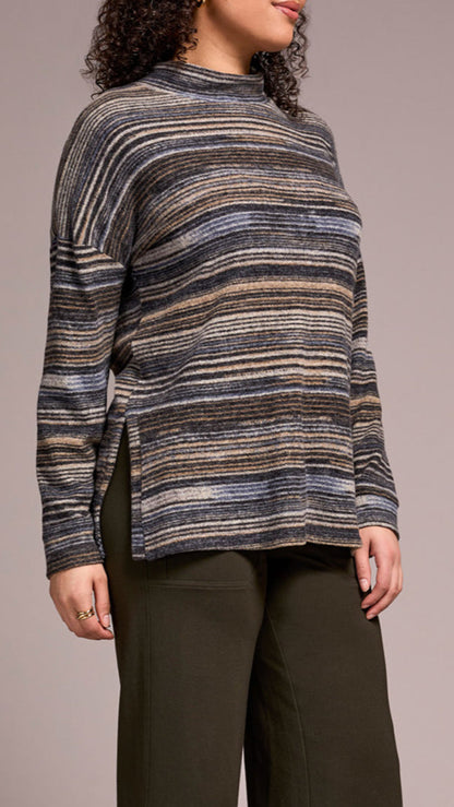 Tribal Mock Neck Top w/ Side Slits - Multiple Colors