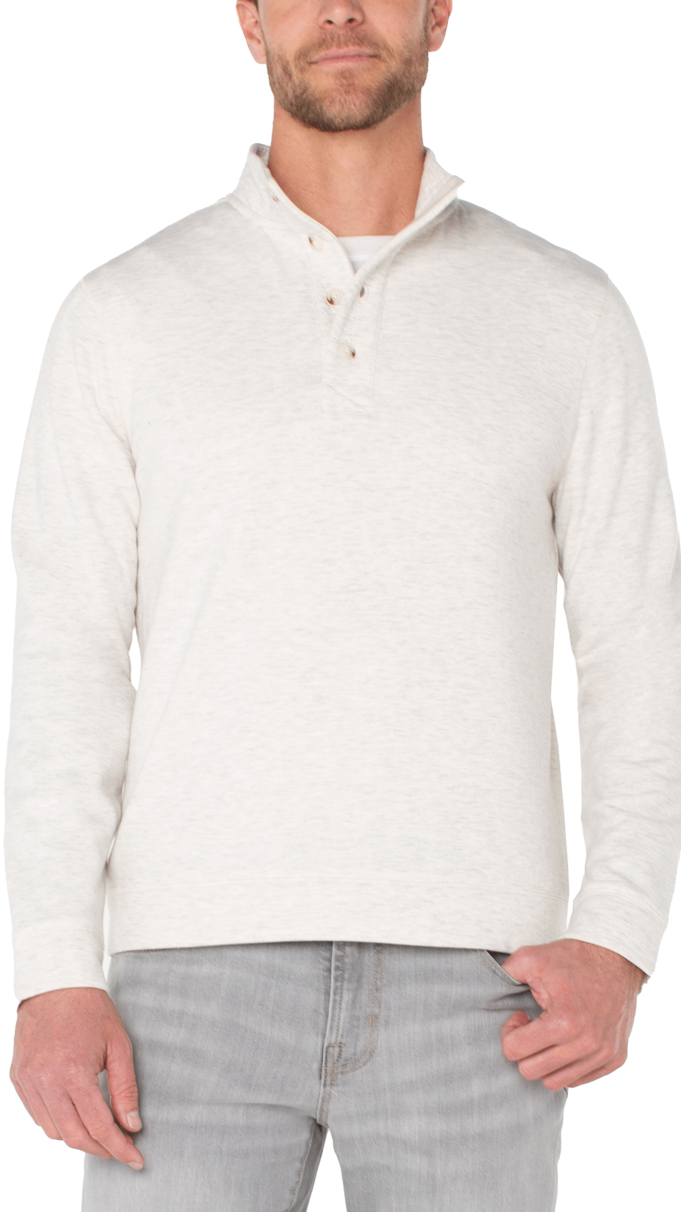 Liverpool Men's Mock Neck Button Placket Pullover
