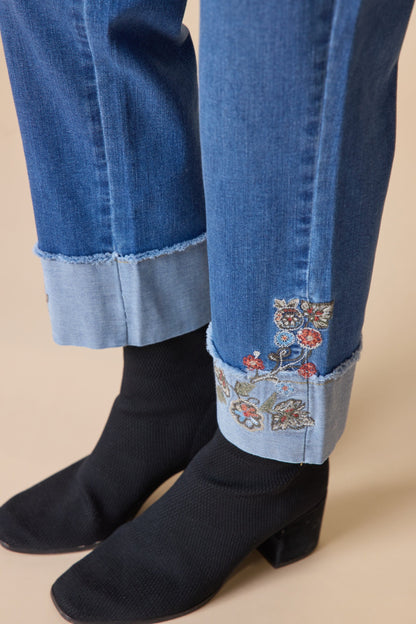 Habitat Pants Habitat Stretch Denim Embroidered Cuff Jean Habitat Stretch Denim Embroidered Cuff Jean