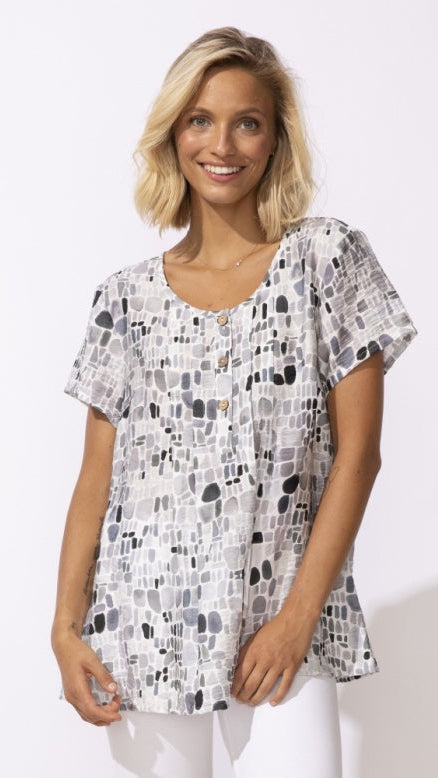 Escape Regatta Rayon Seaglass Pleated Pullover