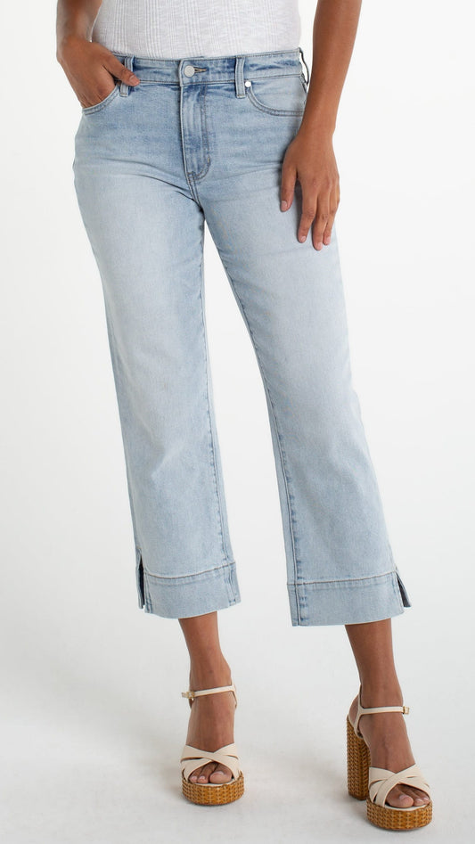 Liverpool Pants Liverpool Kennedy Crop Straight with Wide Hem and Slit Liverpool Kennedy Crop Straight with Wide Hem and Slit