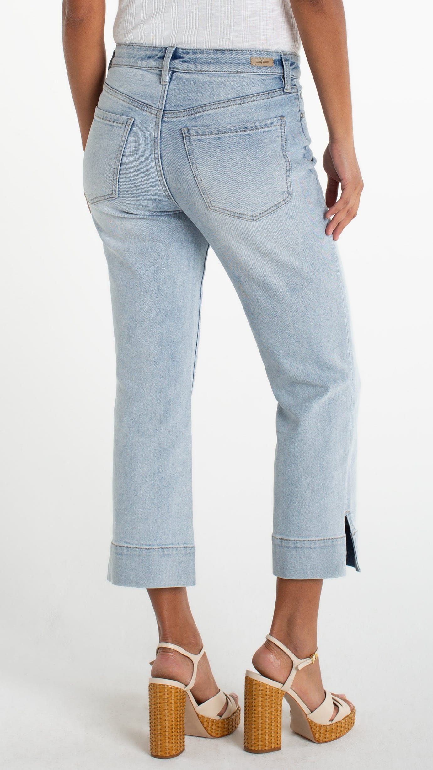 Liverpool Pants Liverpool Kennedy Crop Straight with Wide Hem and Slit Liverpool Kennedy Crop Straight with Wide Hem and Slit