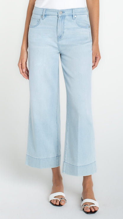 Liverpool Pants Liverpool Stride Crop Wide Leg w/ Embroidered Side Seam Liverpool Stride Crop Wide Leg w/ Embroidered Side Seam