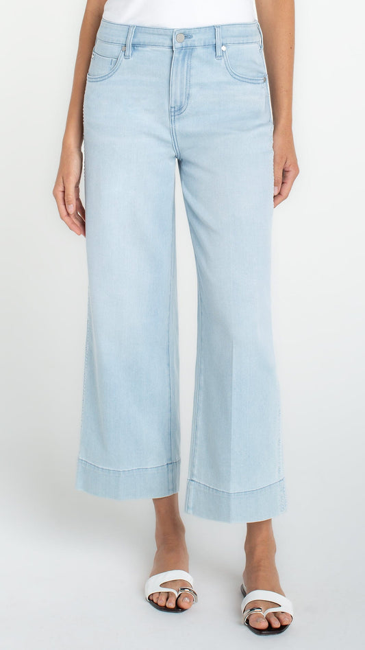 Liverpool Pants Liverpool Stride Crop Wide Leg w/ Embroidered Side Seam Liverpool Stride Crop Wide Leg w/ Embroidered Side Seam