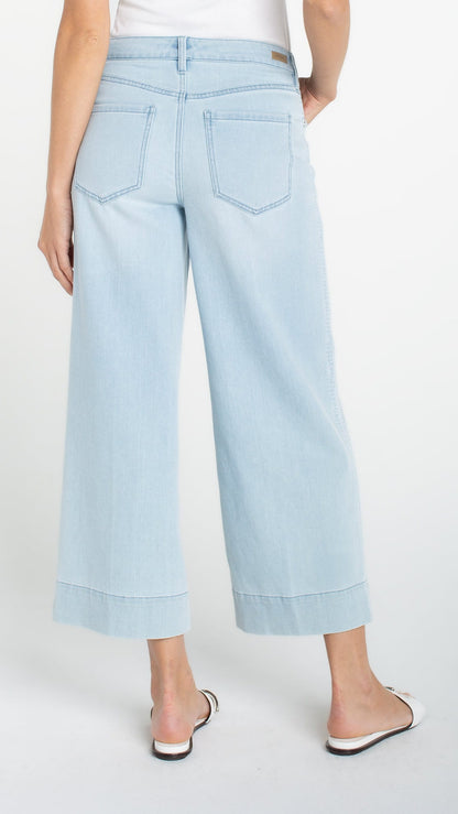 Liverpool Pants Liverpool Stride Crop Wide Leg w/ Embroidered Side Seam Liverpool Stride Crop Wide Leg w/ Embroidered Side Seam