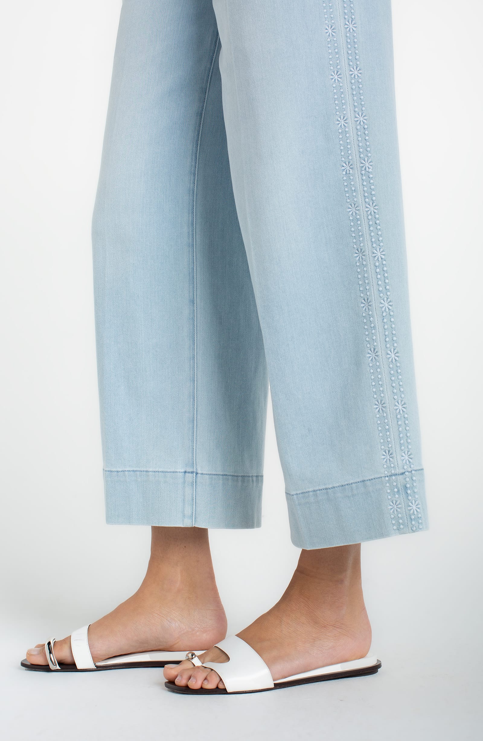 Liverpool Pants Liverpool Stride Crop Wide Leg w/ Embroidered Side Seam Liverpool Stride Crop Wide Leg w/ Embroidered Side Seam