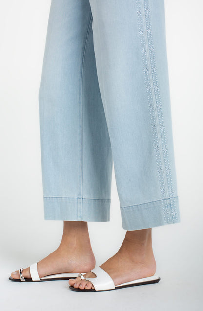 Liverpool Pants Liverpool Stride Crop Wide Leg w/ Embroidered Side Seam Liverpool Stride Crop Wide Leg w/ Embroidered Side Seam