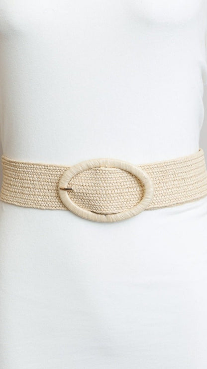 Raffia Oval Buckle Belt - Multiple Colors