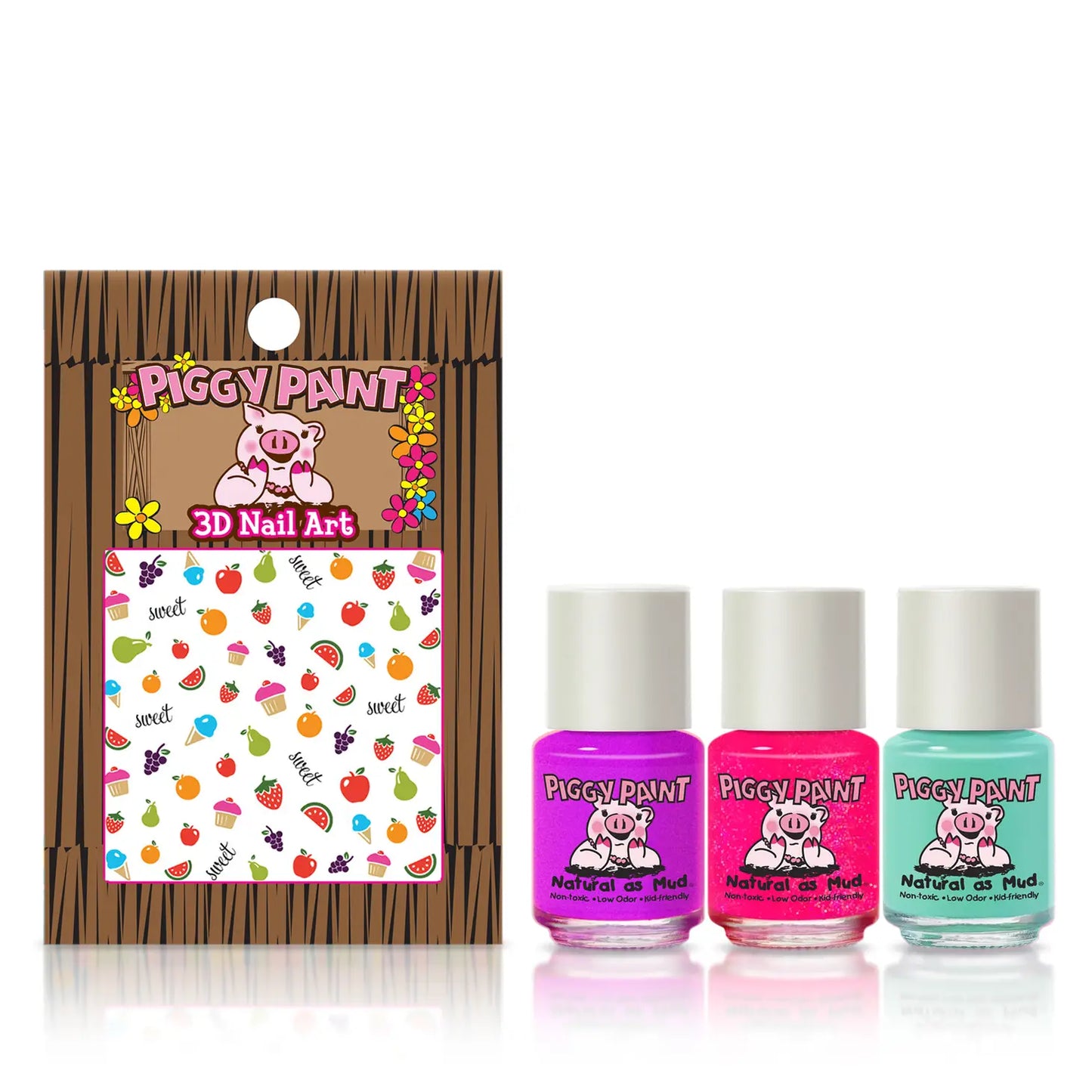 Piggy Paint Non-Toxic Nail Polish Gift Set for Kids - 3 Bottles