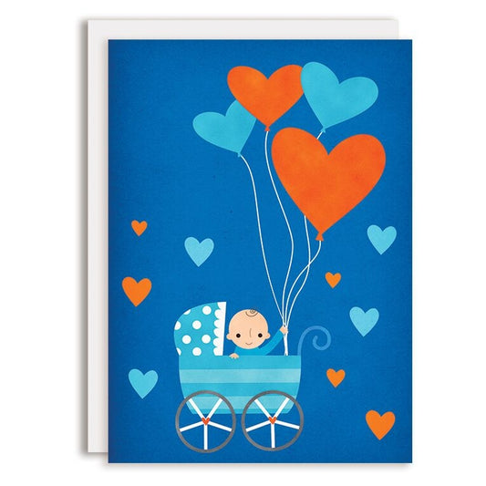 Rosy Designs Big Blue Hearts Baby Greeting Card