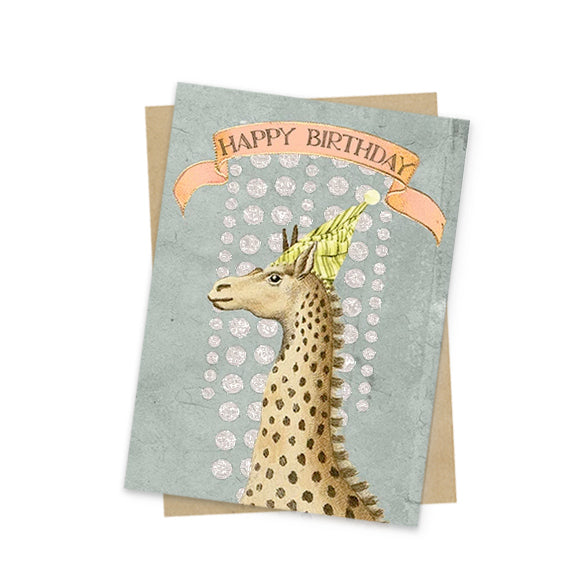 Papaya BIRTHDAY GIRAFFE Mini Greeting Card