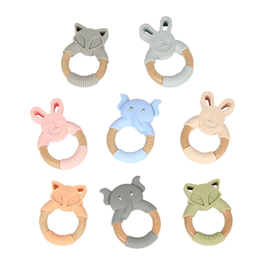 Silicone & Wood Teethers - Multiple Colors