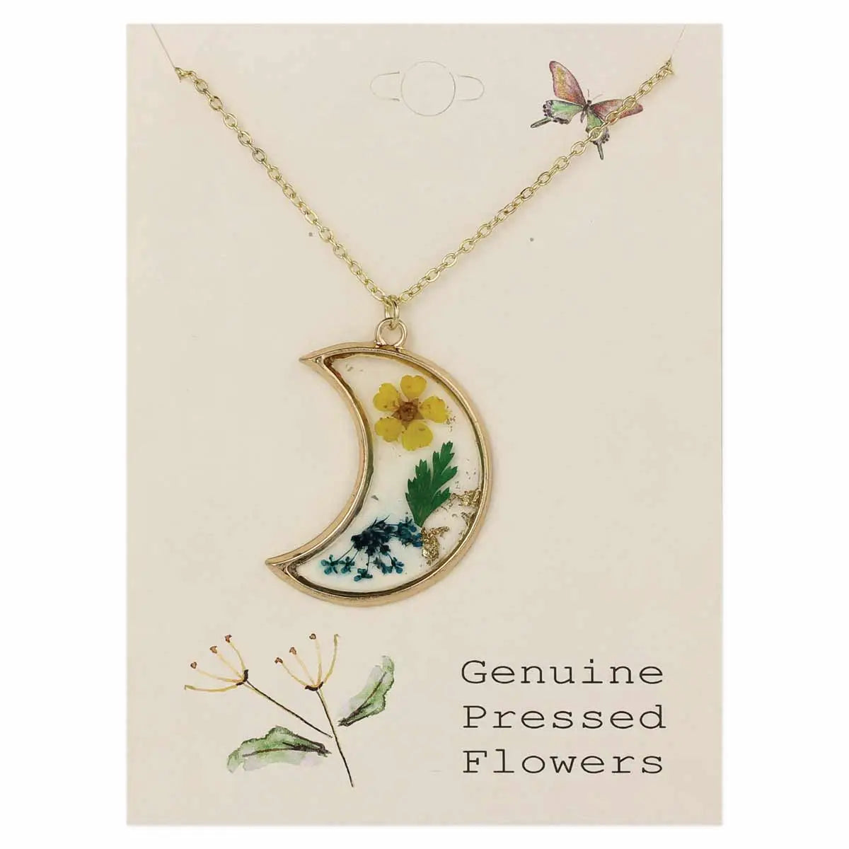 Zad Night Blooms Crescent Died Flower Necklace