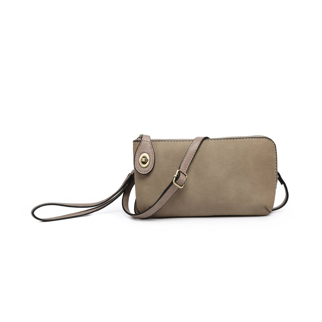 Jen & Co Kendall Suede Vegan Leather Crossbody, Grey-Taupe
