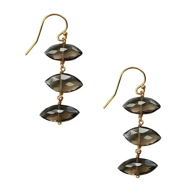 Treisi Jewelry 14K Gold Triple Drop Earrings - Multiple Stones