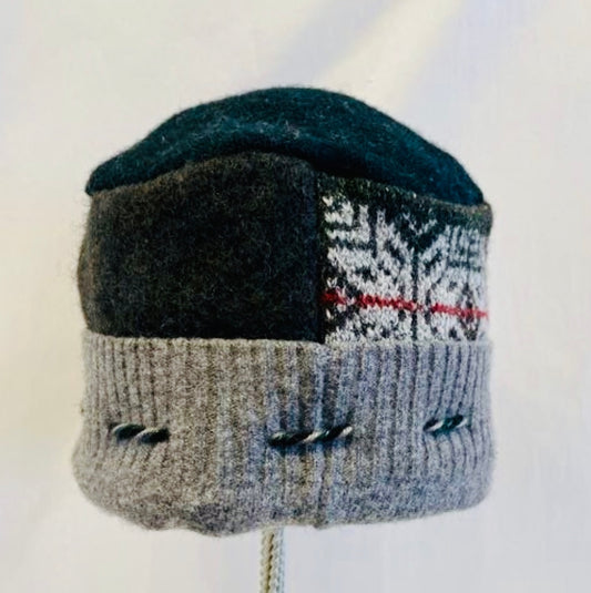 Repurposed Wool Pillbox Hat - #7