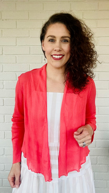 Cut Loose Cotton Mesh Tulle Cropped Cardi - Multiple Colors