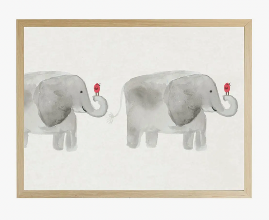Antique Curiosities Watercolor Two Elephants