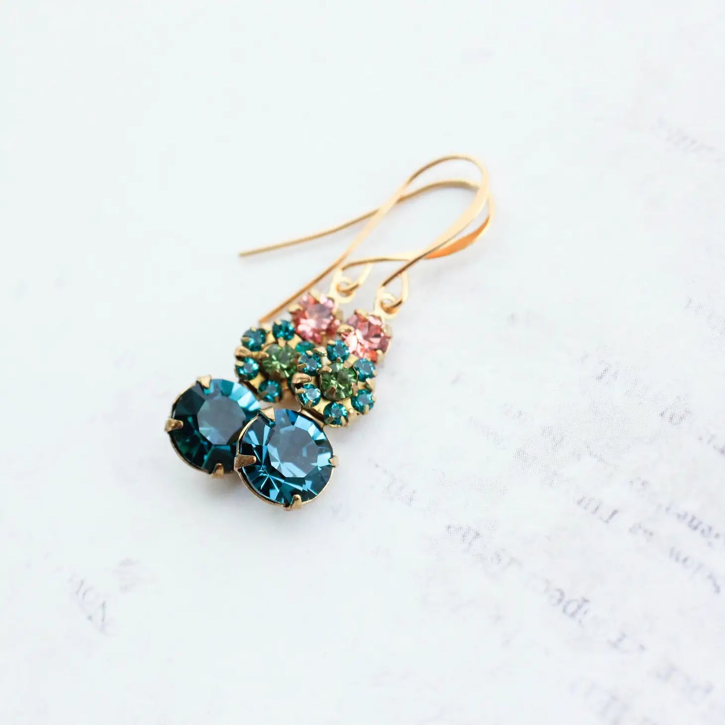 Pocket Of Posies Three Jewel Drop Earrings - Multiple Colors
