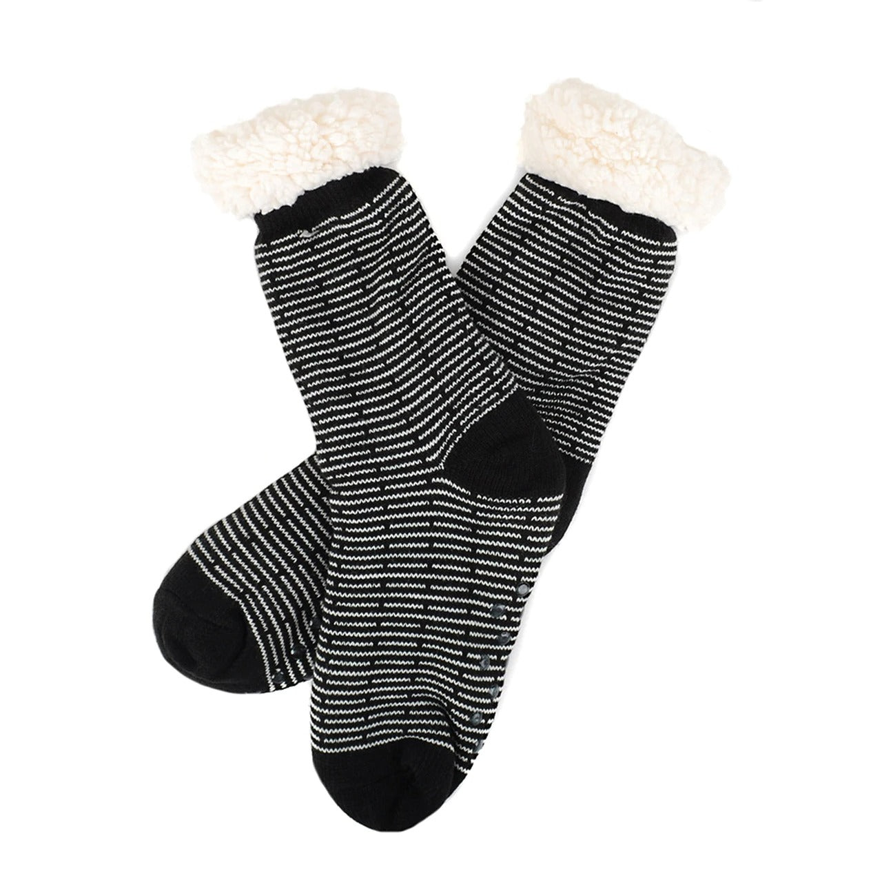 Stripe Sherpa Slipper Socks - Multiple Colors